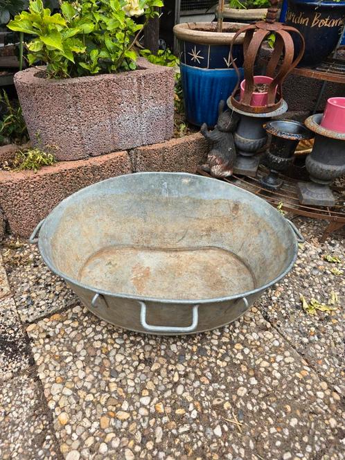 Oude zinken zaaibak, Tuin en Terras, Bloembakken en Plantenbakken, Gebruikt, Minder dan 30 cm, Minder dan 60 cm, Rond, Ophalen of Verzenden