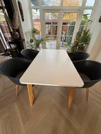 Uitschuifbare eettafel met 4 stoelen, 140-180/80, Huis en Inrichting, Tafels | Eettafels, Ophalen, Gebruikt, 50 tot 100 cm, 150 tot 200 cm