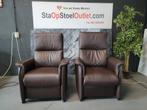 Staopstoel en Relaxset Echt Leer Donkerbruin