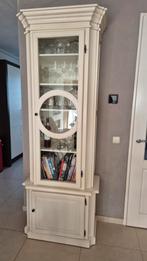 Crème Witte Vitrinekast met Glazen Deur, Huis en Inrichting, Kasten | Vitrinekasten, Ophalen, Met deur(en), 200 cm of meer, Klassiek
