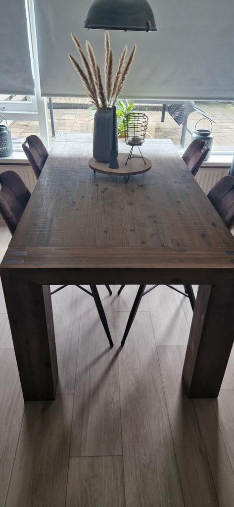 Eettafel Bassano Pronto Wonen - Acacia Rough Grey, Huis en Inrichting, Tafels | Eettafels, Zo goed als nieuw, 50 tot 100 cm, 150 tot 200 cm