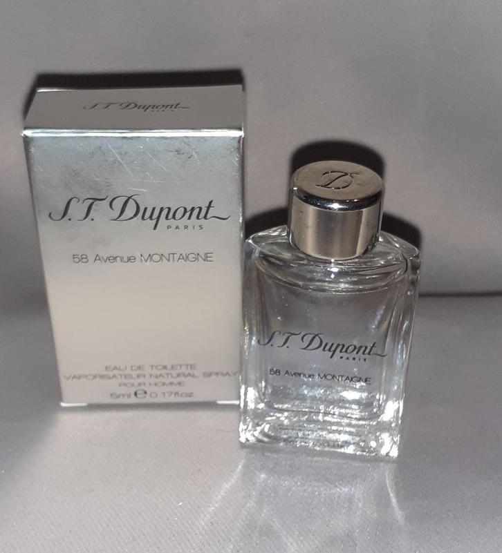 Volle parfum mini -  St dupont 58 avenue man  + doosje, Verzamelen, Parfumverzamelingen, Zo goed als nieuw, Miniatuur, Gevuld