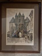 Echte aquarel schilderij de gevangenpoort bergen op zoom!, Antiek en Kunst, Ophalen of Verzenden