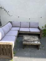 Houten Tuinset / Loungeset met Kussens, Ophalen, 5 zitplaatsen, Gebruikt, Loungeset