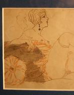 Tekening rokend Art Deco naakt, Ophalen