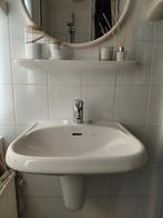 Wastafel, plankje, 2 lampen beige, Huis en Inrichting, Badkamer | Complete badkamers, Ophalen, Gebruikt
