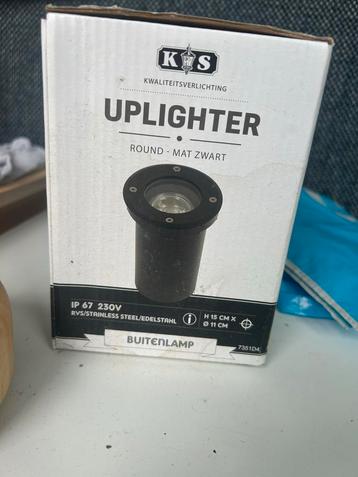 3x KS Uplighter Buitenlamp - Rond Mat Zwart beschikbaar voor biedingen