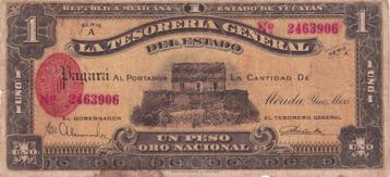 MEXICO   LA  TESORERLA GENERAL    UN PESO  1916 beschikbaar voor biedingen