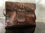 Vintage Handtas van krokodillen leer, Ophalen of Verzenden, Gebruikt, Bruin, Handtas