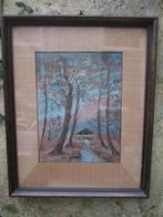 Mooie Pastel Tekening met Boerderij Gesigneerd 59 x 48 cm, Ophalen of Verzenden