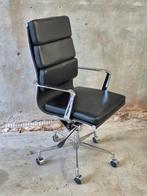 Bureaustoel zwart leer chroom frame soft pad verstelbaar, Huis en Inrichting, Bureaustoelen, Ophalen, Zo goed als nieuw, Zwart