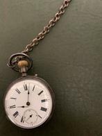 Antiek zakhorloge, zilver met gouden knop, Sieraden, Tassen en Uiterlijk, Horloges | Antiek, Ophalen of Verzenden, Zilver, Voor 1900
