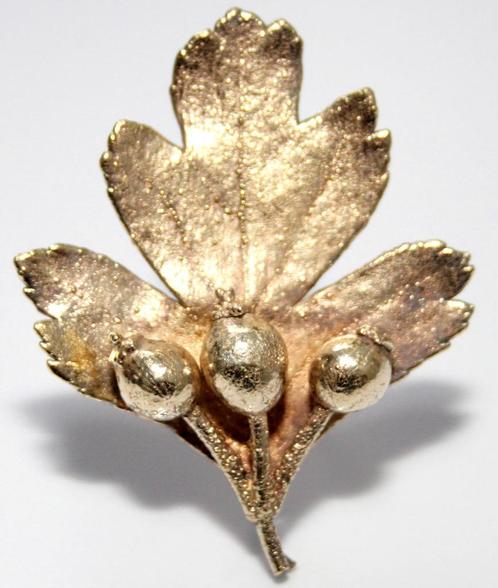 Schitterende Deense “Flora Danica” Zilver Vermeil Broche, Sieraden, Tassen en Uiterlijk, Antieke sieraden, Broche, Zilver, Verguld