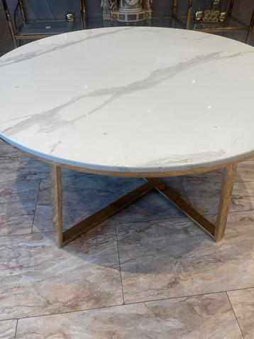 Salontafel marmerblad met goud onderstel