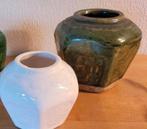 2x gemberpot gemberpotje groen wit vintage, Antiek en Kunst, Ophalen of Verzenden