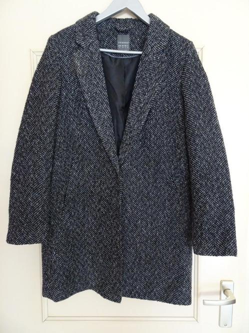 Zwart-Wit gemêleerde jas * 38, Kleding | Dames, Jassen | Winter, Gedragen, Maat 38/40 (M), Ophalen