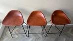 Set van 3 leren barkrukken, Ophalen, Gebruikt, Met voetsteun, 60 tot 90 cm