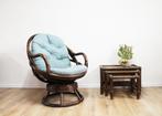 Rotan vintage draaistoel met kussen. Retro Manou fauteuil, Ophalen, O, O, 50 tot 75 cm