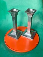 Vintage art deco kandelaren aluminium set van 2, Antiek en Kunst, Ophalen of Verzenden, Overige materialen