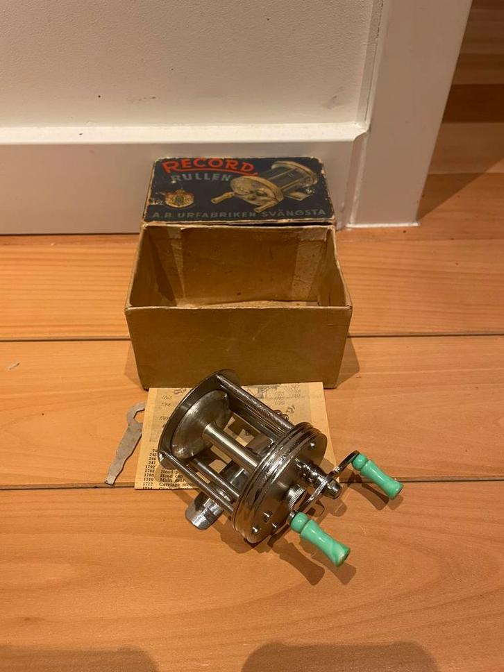 Abu Original Record No, 1600 vis reel compleet met doosje, Watersport en Boten, Hengelsport | Algemeen, Zo goed als nieuw, Molen