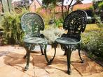Bistro / vintage: 2 gietijzeren tuinstoelen, Tuin en Terras, Ophalen, Gebruikt