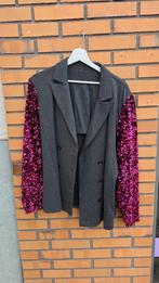 Nieuw upcycled blazer grijs stretch pailletten maat 38, Kleding | Dames, Jasjes, Kostuums en Pakken, Maat 38/40 (M), Ophalen of Verzenden