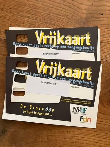Twee vrijkaarten, bioscoopkaarten, voor Thunderbolts, fim beschikbaar voor biedingen