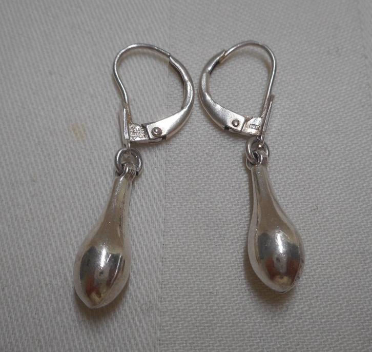 Zilveren vintage oorbellen met pegel nr.574, Sieraden, Tassen en Uiterlijk, Oorbellen, Zo goed als nieuw, Hangers, Zilver, Zilver