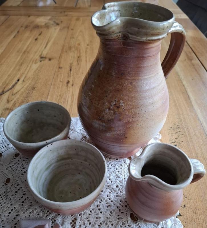 Franse gres kan, kannetje, bekers, La Borne, Roland Bottani, Antiek en Kunst, Antiek | Keramiek en Aardewerk, Ophalen of Verzenden