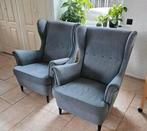 2x Grijze STRANDMON Fauteuils (IKEA), Huis en Inrichting, Fauteuils, Ophalen, Gebruikt, 75 tot 100 cm, Stof