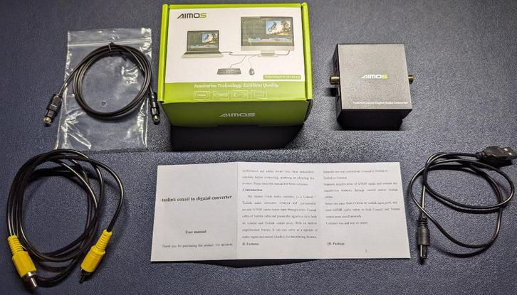 AIMOS AM-CT02 Toslink Coax Diagital Audio Converter, Audio, Tv en Foto, Converters, Zo goed als nieuw, Verzenden