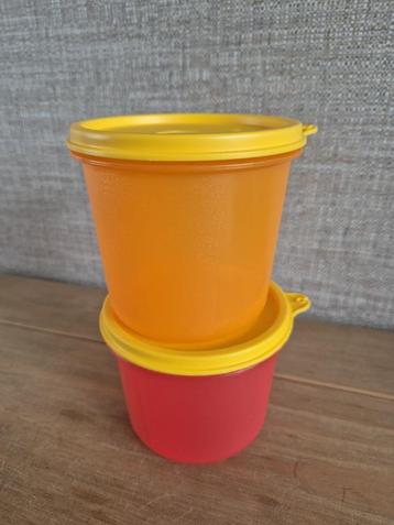 Tupperware bakjes Rood en oranje met gele deksels NIEUW beschikbaar voor biedingen