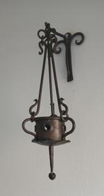Oud antiek smeedijzeren godslampje, Ophalen of Verzenden