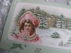 Antieke Kaart met Relief uit 1907 - Meisje met Muts / Sneeuw, Verzenden, Voor 1920, Gelopen, Feest(dag)