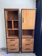 Boekenkast Romaro 190 x 55 teak mix rough, Ophalen, Teakhout, 50 tot 100 cm, Zo goed als nieuw