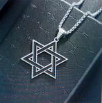 Zilverkleurige davidster plus ketting nieuw, Verzenden, Nieuw, Zilver, Overige materialen