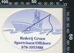 Sticker: Rederij Groen Sportvissen Offshore, Verzamelen, Verzenden, Zo goed als nieuw, Bedrijf of Vereniging