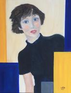 Portret jonge vrouw met zwart truitje, Ophalen of Verzenden