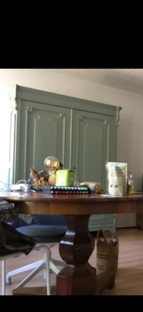 Hippe Brocante meidenkast compleet in saliegroen, Huis en Inrichting, Complete inboedels, Ophalen