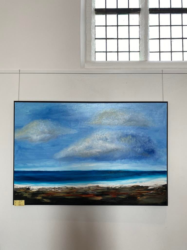 Groot uniek olieverf schilderij. Zee, wolken., Ophalen of Verzenden