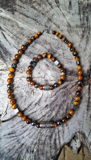 Nieuwe Heren sieraden set van Tijgeroog en Viking sierkralen beschikbaar voor biedingen