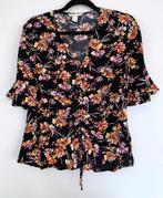 zwarte top met felle bloemenprint van H&M – maat 40, Kleding | Dames, Tops, Nieuw, Maat 38/40 (M), H&M, Zwart