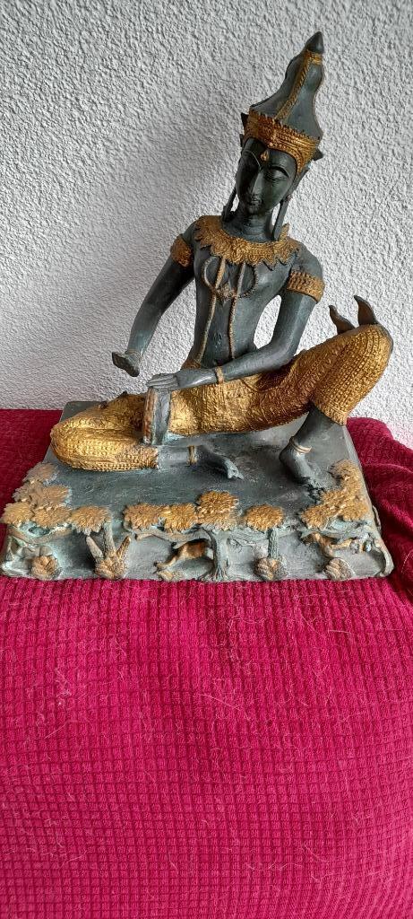 Grote Thaise prins bespeeld muziek instrument 30 cm brons, Antiek en Kunst, Antiek | Koper en Brons, Brons, Ophalen of Verzenden