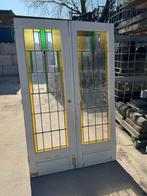 3 Sets antieke glas in lood deuren openslaand 211x135cm., Antiek en Kunst, Ophalen