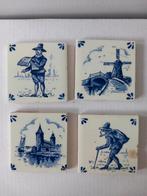 4 Porcelein tegeltjes blauw/wit 5x5 cm., Ophalen of Verzenden