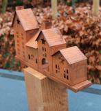 4 metalen roestige huisjes met waxinelichthouders LHM717, Huis en Inrichting, Robanjer, Bruin, Nieuw, Ophalen of Verzenden