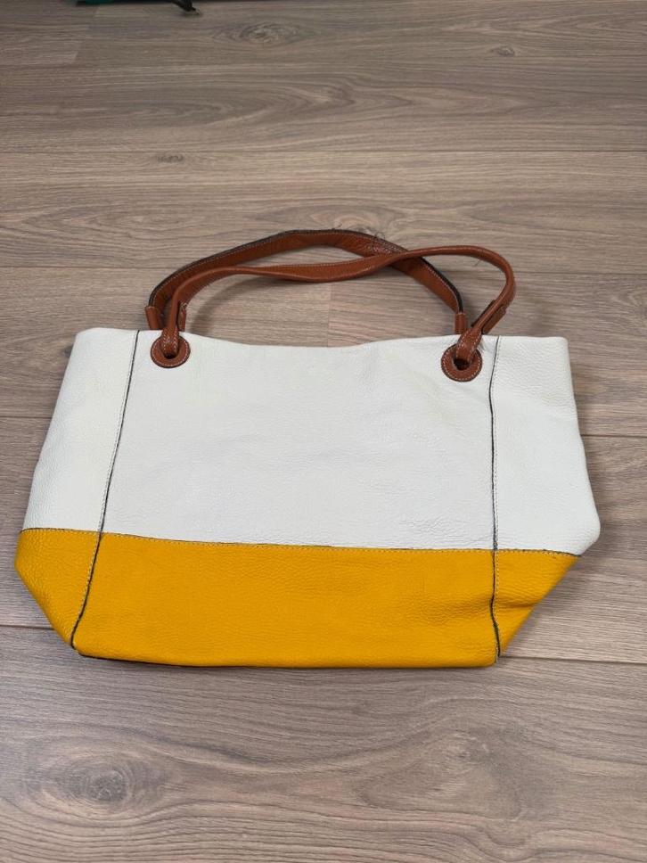 Dames leren shopper tas Salamander 100% Leder, Sieraden, Tassen en Uiterlijk, Tassen | Damestassen, Gebruikt, Shopper, Wit, Ophalen of Verzenden