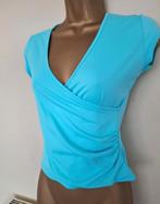 Elegant Turquoise Cache Coeur Topje met Mini Mouw 36/38, Les Feux De La Mode, Nieuw, Korte mouw, Maat 36 (S)