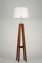 vloerlamp hout kap wit tripod hoekbank tafel bed bank lamp, Nieuw, Ophalen of Verzenden, Hout