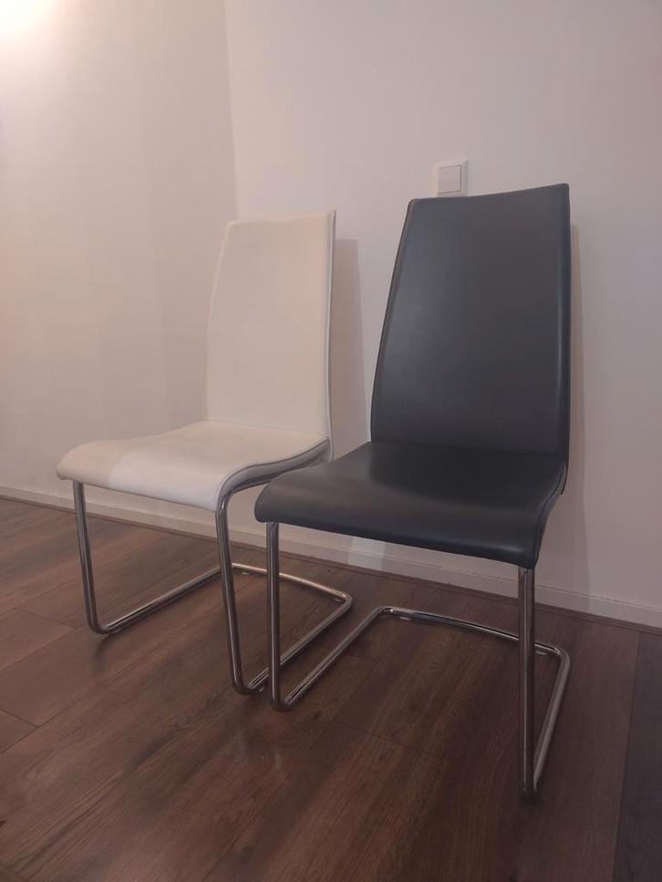 Set van 4 moderne leren eetkamerstoelen merk Calligaris, Huis en Inrichting, Stoelen, Gebruikt, Vier, Leer, Overige kleuren, Ophalen